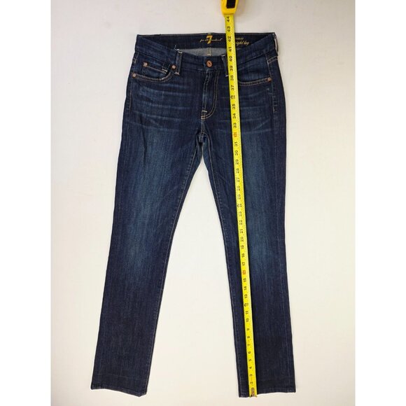 7 For All Mankind Size 27X34 Women Kimmie Straight Leg Blue Denim Jeans USA Made - Picture 10 of 12